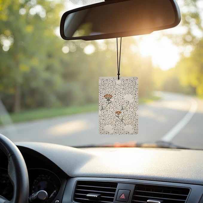 Vintage Floral Car Air Freshener 4 Pcs, Boho Abstract Elegant Retro Cottagecore Botanical Flower Hanging Air Freshener for Cars Closet Drawer Books, Girly Car Accessories Mirror Decor for Women