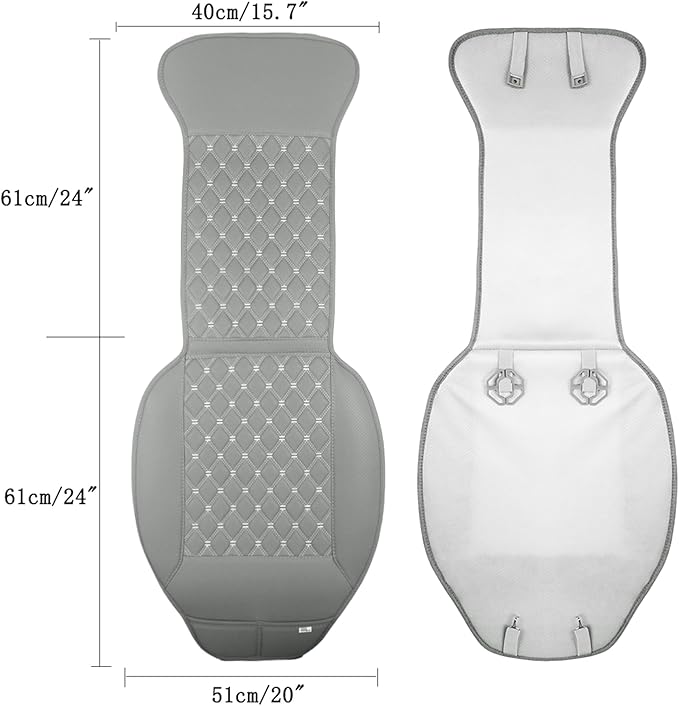 Black Panther 1 Pair Luxury Car Seat Covers Protectors, Universal Anti-Slip Driver Seat Cover with Partial Backrest Coverage (Middle Part Only), Diamond Pattern, Compatible with 95% Cars (Grey)