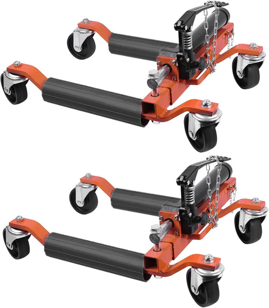 2Pcs Car Wheel Dolly, 1500LBS Capacity Trailer Dolly with Hydraulic Tire Jack for Vehicle Positioning for Truck Rv Trailer, Orange