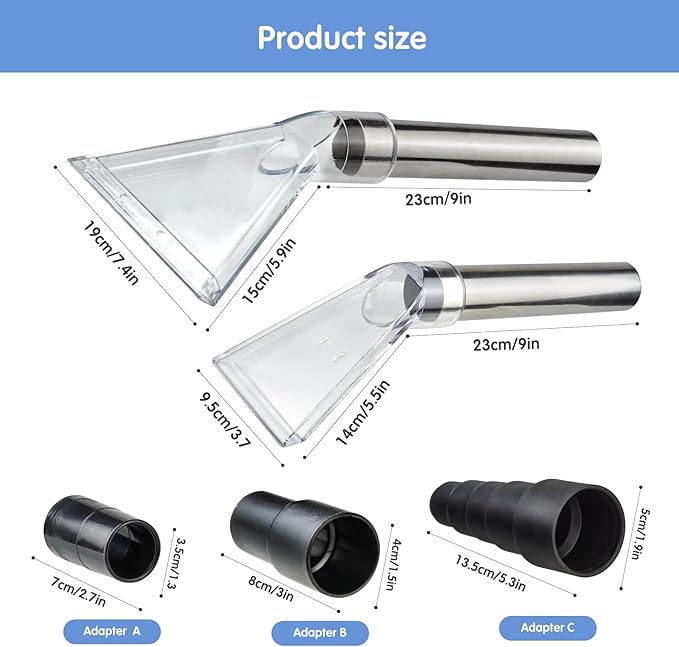 Universal Clear Vacuum Extraction Accessory Compatible with All Shop Vac Extractor, Wet Dry Vacuum Cleaner Attachments for Upholstery & Carpet Cleaning & Car Detailing