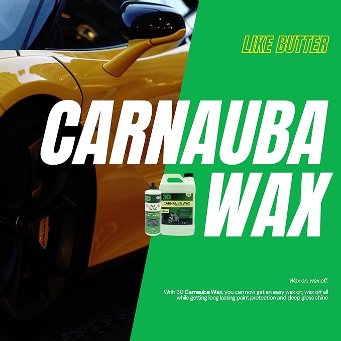3D Carnauba Wax – Liquid Brazilian #1 Grade Wax for Deep Gloss & UV Protection | Easy Application | Safe on All Paint | Non-Staining Formula | Made in USA | 16 oz