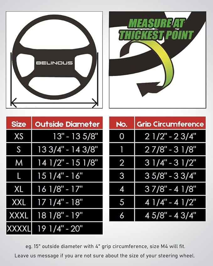 Belinous Leather Steering Wheel Cover Lace Up, Stitch On Wrap, Universal Fit 13-20 inch Car Truck SUV Pickup Boat, A Whole Piece of Cowhide, DIY Stitch w/Needle Thread (Size XXL2, Coffee)