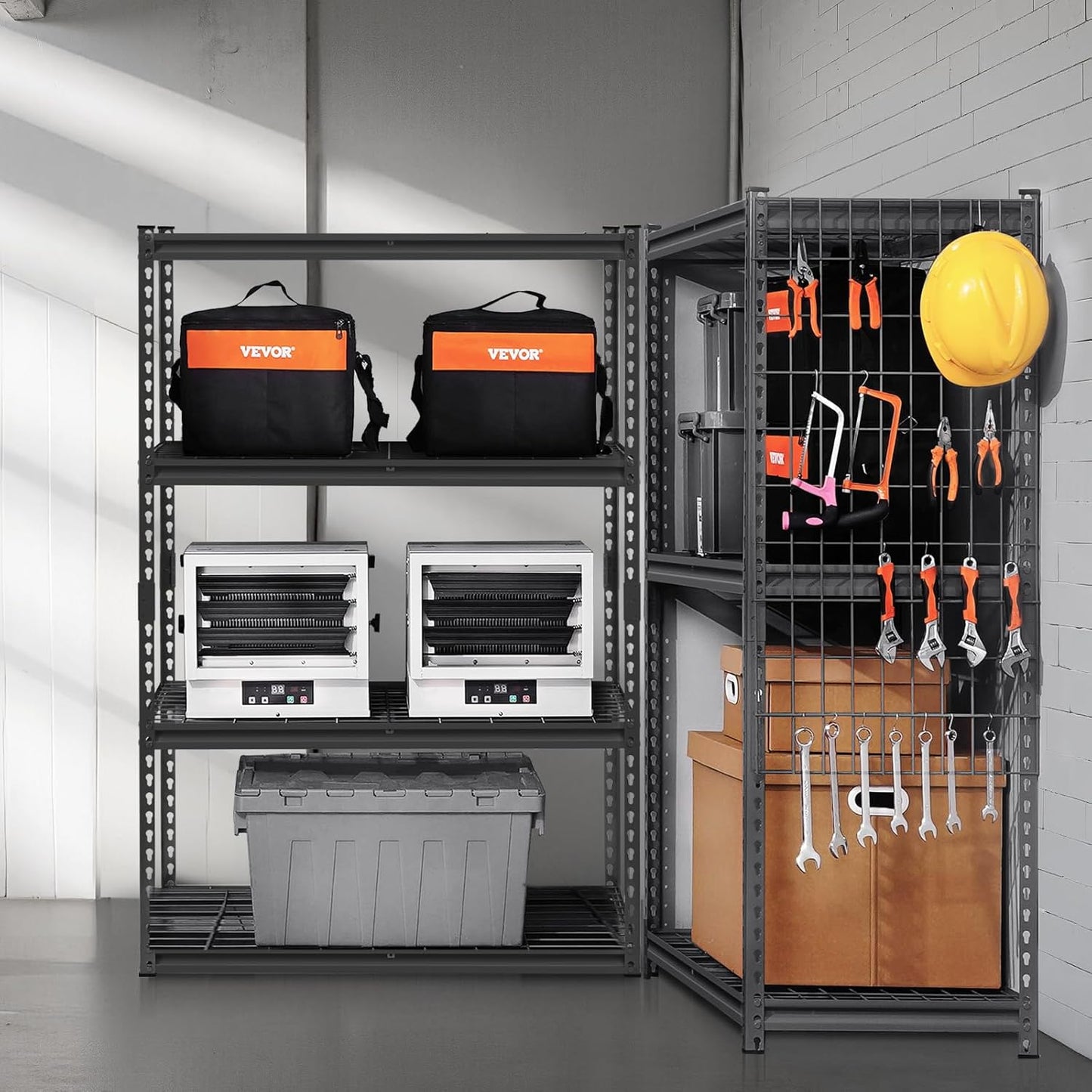 VEVOR Storage Shelves, 2400 lbs, 4 Tier Heavy Duty Garage Shelving, 20" D x 40" W x 60" H Adjustable Metal Shelves for Industrial Shelving Unit Utility Shelf, for Kitchen, Warehouse, Basement, Black