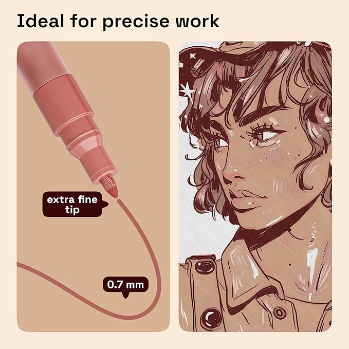 ARTISTRO 12 Skin Tones Paint Markers for Glass, Rock Painting, Ceramic, Wood, Fabric, Scrapbooking, DIY Craft Making, Coloring - Acrylic Paint Pens in Soft Pastel Colors Extra-Fine Tip 0.7mm