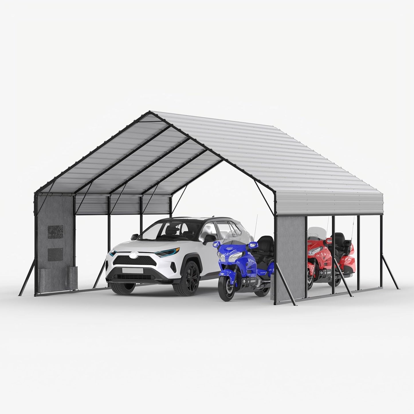 20'x15'x12.7' Heavy Duty Metal Carport, Steel Carports Canopy with Galvanized Steel Frame and Roof, Metal Carport Shelter for Boats, SUVs and Trucks