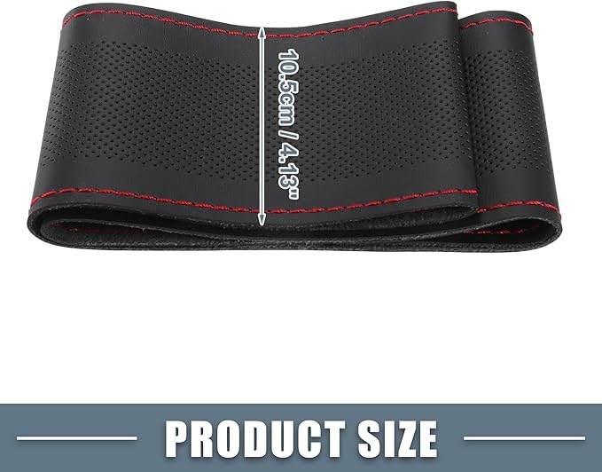 Car Hand Sewn DIY Steering Wheel Cover Breathable Comfortable 32-35cm Stitch on Wrap Cover Microfiber Leather Black Stitches Red
