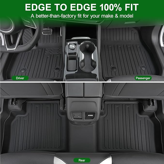 Floor Mats Fit for 2021-2025 2026 Buick Envision, TPE All Weather Protection Front & 2nd Row Black Car Liners & Door Sill Guards SUV Accessories