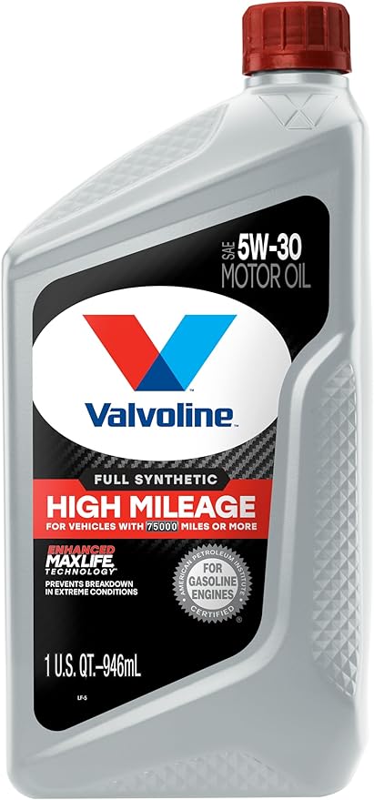 Valvoline Full Synthetic High Mileage with MaxLife Technology SAE 5W-30 Motor Oil 1 QT, Case of 6