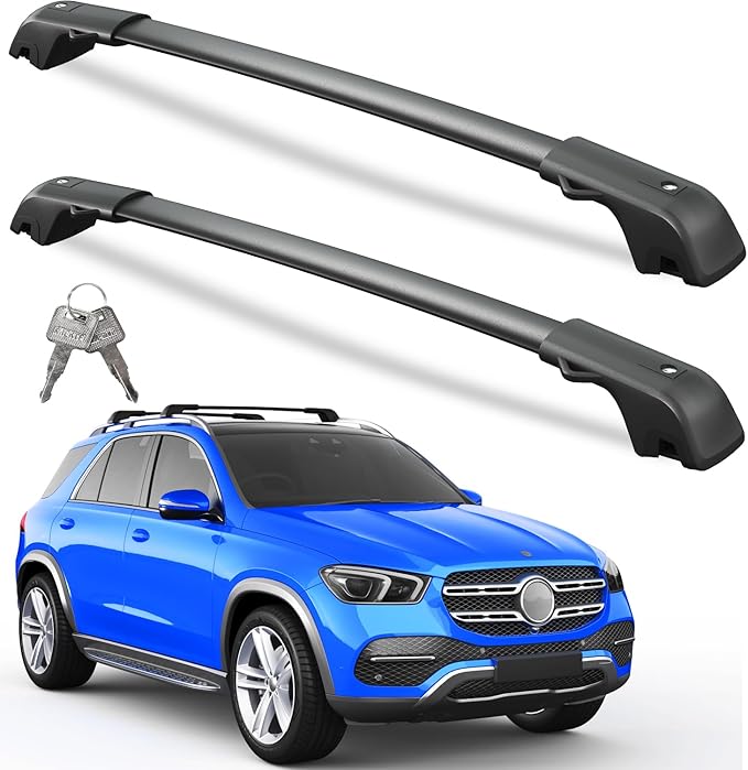 Roof Rack Cross Bars 220lbs Compatible with Mercedes Benz GLE 2015-2025 with Raised Side Rails, Heavy Duty Aluminum Lockable Roof Rails Crossbars Cargo (Not for Panoramic sunroof)