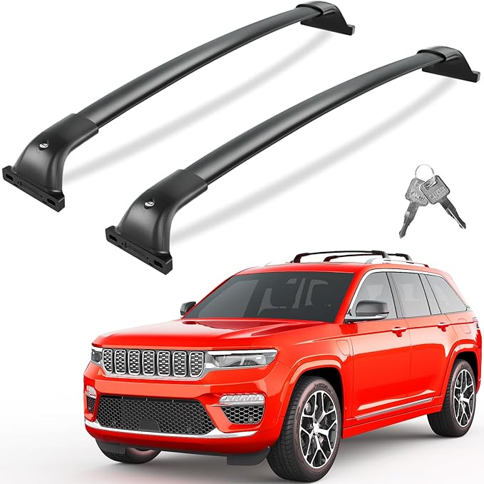 Tuyoung All Aluminum Roof Rack Cross Bars Compatible with Jeep Grand Cherokee L 2021-2026 and 2022 2023 2024 2026 Grand Cherokee WL, Lockable 260lb Heavy Duty Crossbar Racks Roof Rail Rooftop Luggage