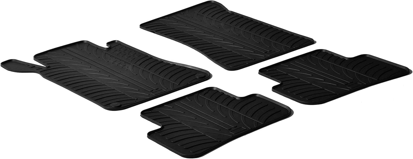 Gledring USA Custom Fit All-Weather Rubber Floor Mats Intended for Mercedes Benz C-Class W203 2001-2007, No Trimming Required, Tailored Custom Fit, Protects from Rain, Mud, & Snow