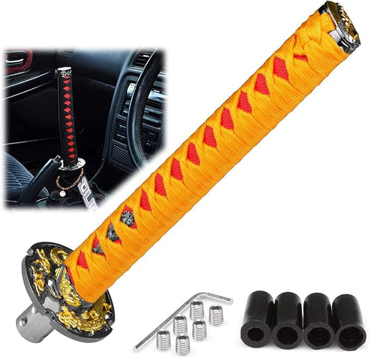 EZAUTOWRAP 26cm Orange Red Shift Knob Samurai Sword Alloy Katana with Adapter Universal
