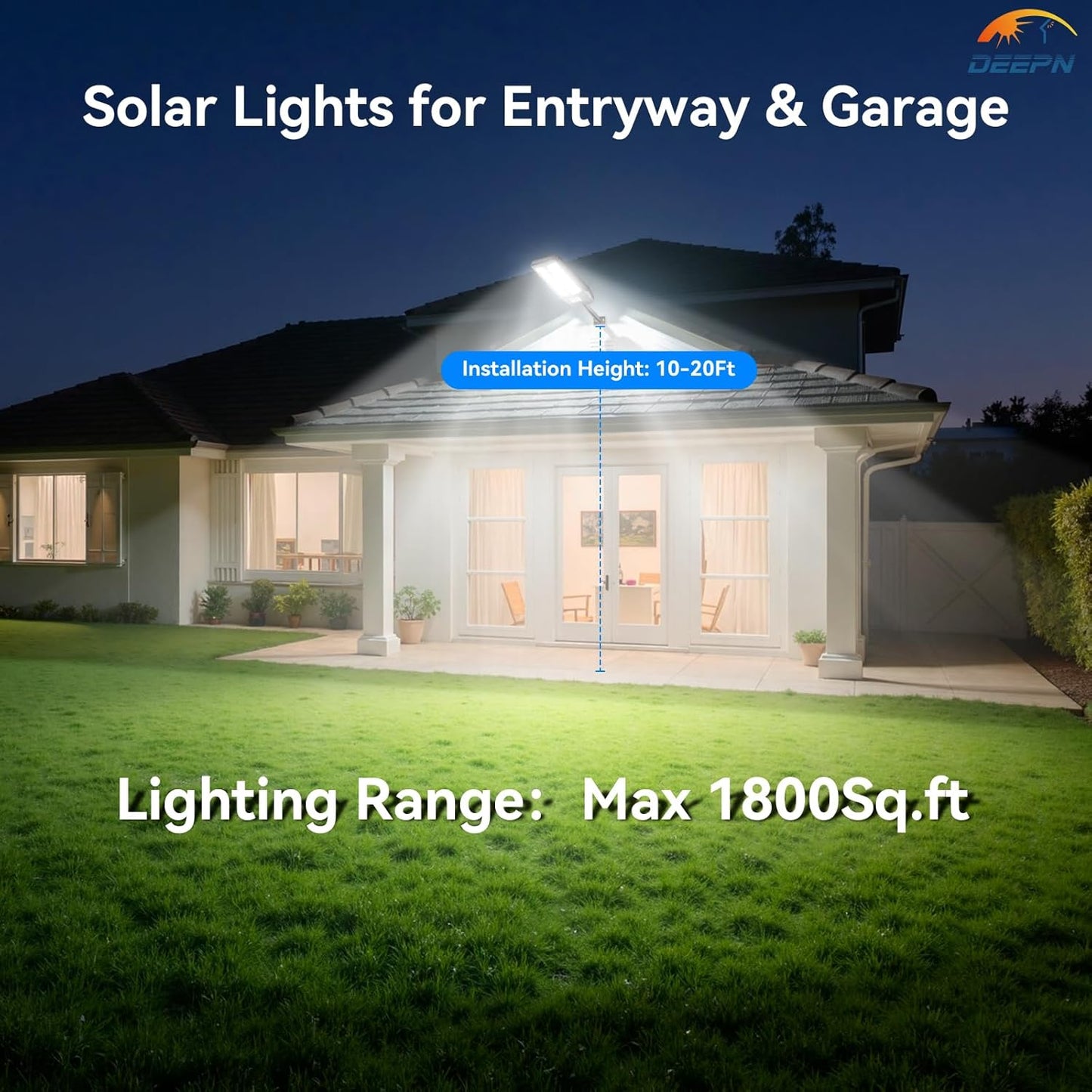 Solar Street Lights Outdoor for Outside, IP66 Waterproof Street Lights Outdoor, 6500K Dusk to Dawn Solar Security Flood Lights Motion Sensor with Remote Control for Yard, Entryway, Garage 3 Pack