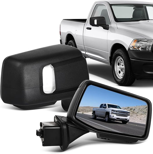 ECCPP Towing Mirrors Tow Mirrors Compatible With 2019-2023 For Chevy For silverado 1500 Left Right Side With Power Heated Turn Signal on cover puddle light Blind spot light Temp sensor Manual Folding