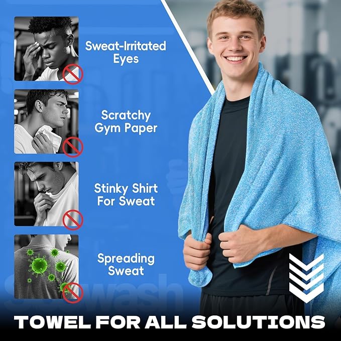 Microfiber Gym Towels for Showering Working Out Quick Dry Negative ions Large Middle Small Sizes Lightweight Gym Towel for Men Women Tennis Sports Towels for Body Hot Yoga Fitness Essentials
