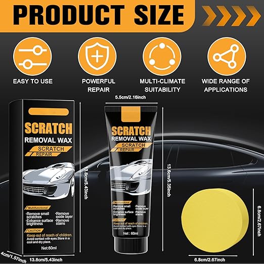 2PCS Upgraded Car Scratch Repair Kit Including Wiping Sponge, Scratch Repair Wax, Suitable for Car Paint Polishing and Repair