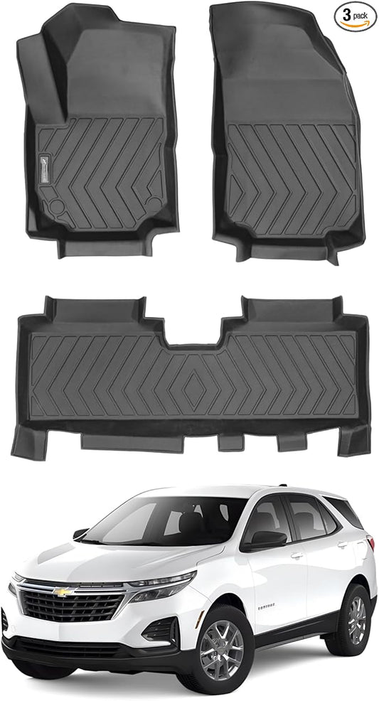 Compatible with Chevrolet Equinox 2024 2025 – Custom Fit Floor Mats, 2-Row All-Weather TPE Car Mats Full Set – Waterproof, Odorless, Non-Slip, Easy to Clean, Durable Automotive Liners