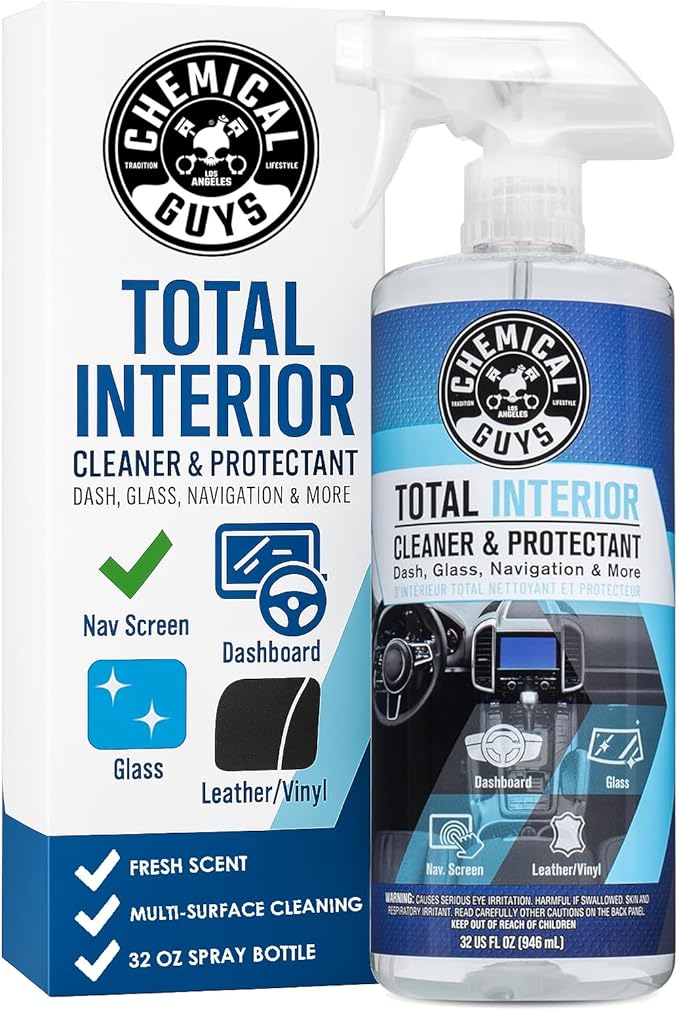 Chemical Guys Total Interior Cleaner and Protectant - Cleans and Protects Leather, Vinyl, Plastic, Rubber, Glass, and Fabric with Streak-Free Finish, Safe for Cars, Trucks, SUVs, and More - 32 oz