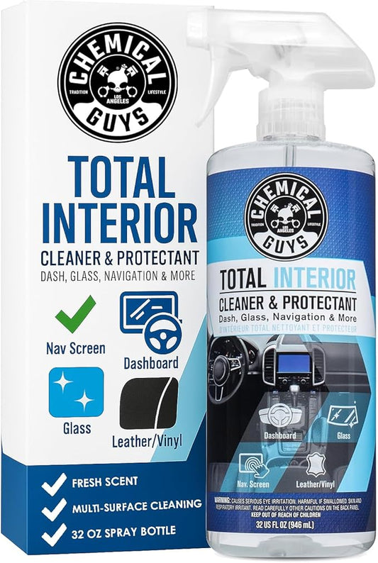 Chemical Guys Total Interior Cleaner and Protectant - Cleans and Protects Leather, Vinyl, Plastic, Rubber, Glass, and Fabric with Streak-Free Finish, Safe for Cars, Trucks, SUVs, and More - 32 oz