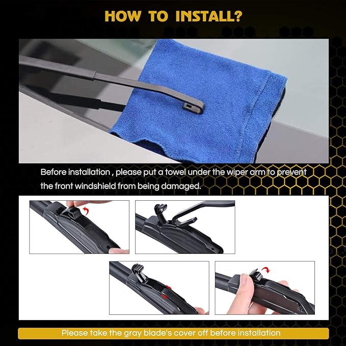 MIKKUPPA 22" + 19" Windshield Wipers Blades Replacement for 2000-2011 Ford Focus, 2004-2012 Chevrolet Colorado, U&J Hook All Season Wiper Blades(Pack of 2)