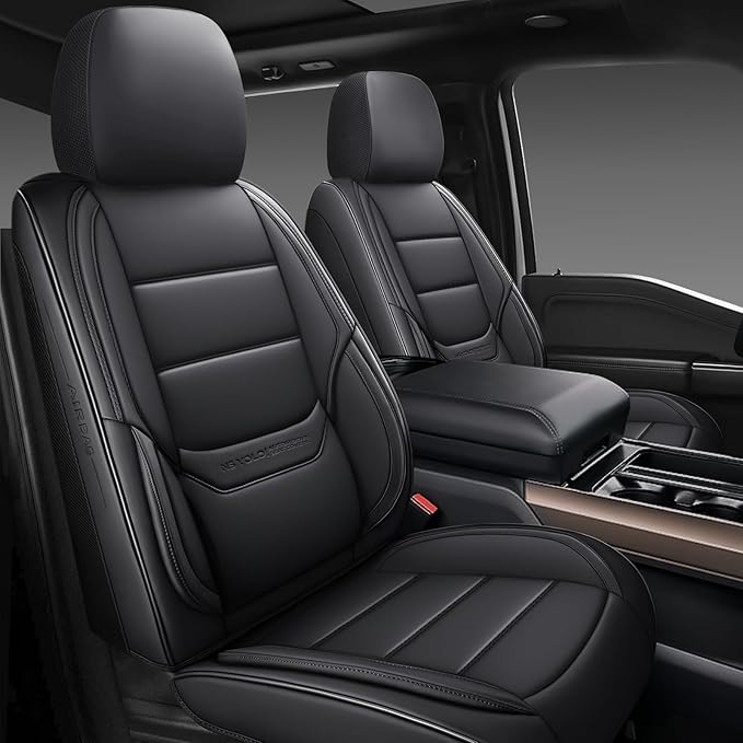 NS YOLO Leather Car Seat Covers Full Set,Universal Fit for Most Cars,SUVs and Sedans,Waterproof Luxury Leatherette Cushions, 5 Car Seat Protectors (Black, Full Set-5 Seats(Front and Rear))