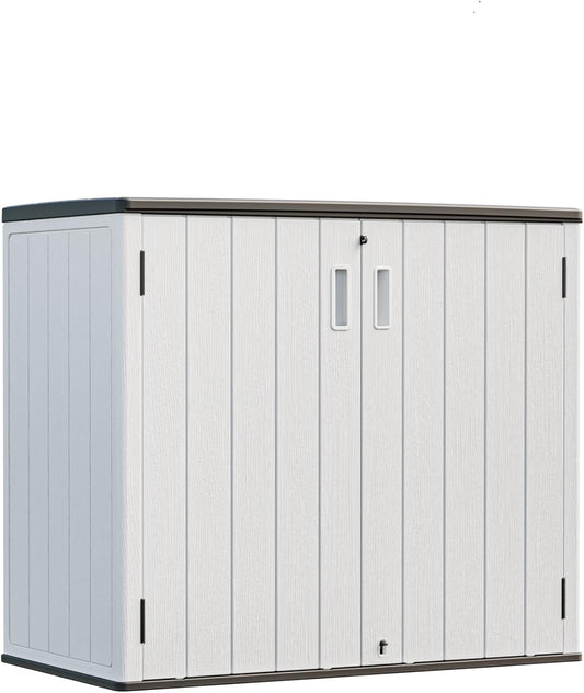 HOMSPARK 37 Cu.Ft Outdoor Storage Shed Weather Resistant, Resin Storage Sheds & Outdoor Storage Box for Backyard Garden Patio Lawn, Multi functional | Double-wall Shed with Lockable Doors,(Light Gray)