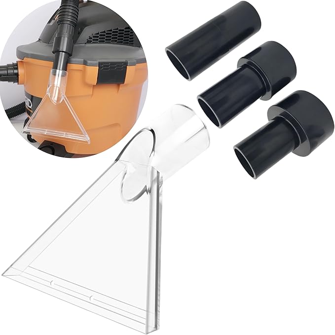 Happy Tree Universal Fits All Shop Vacs Large 7-1/2" Clear Extraction Head with 2-1/2" &1-7/8" & 1-1/4" Adapters for Auto Detailing, Shop Vac Extractor Attachment for 1-26 Gallon Wet Vacuum Cleaners