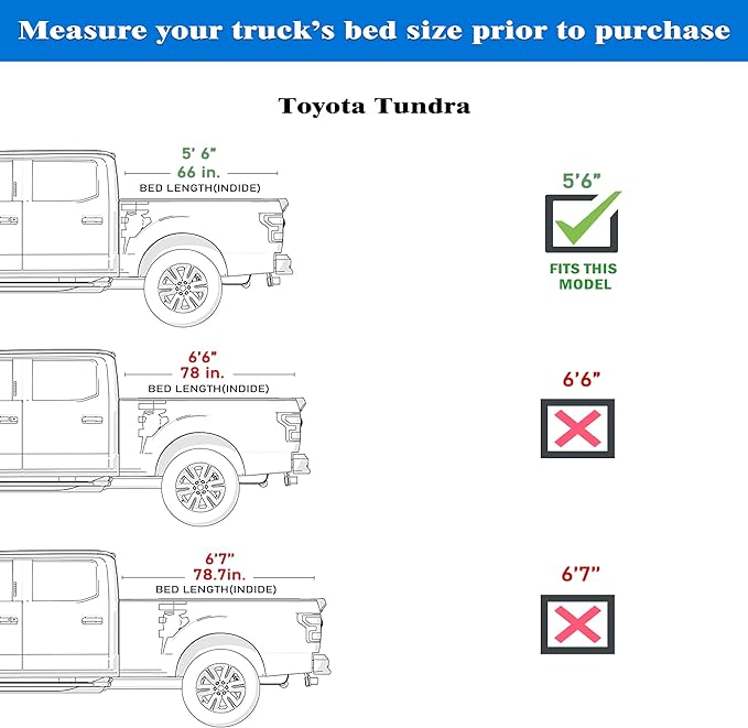 Hard Folding Truck Bed Tonneau Cover HTF034 Fits 2022-2026 Toyota Tundra 5‘6" Bed w/OE Rail System (66.7")