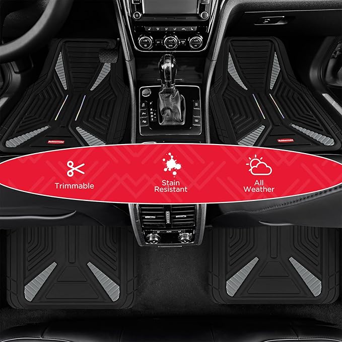 Rubbermaid Full Set Car Mat, Universal Trim-to-Fit Heavy-Duty Car Floor Mats – 4-Piece Set for All Weather Protection – Durable Rubber Mat for Cars, Trucks, SUVs & Vans-Purple