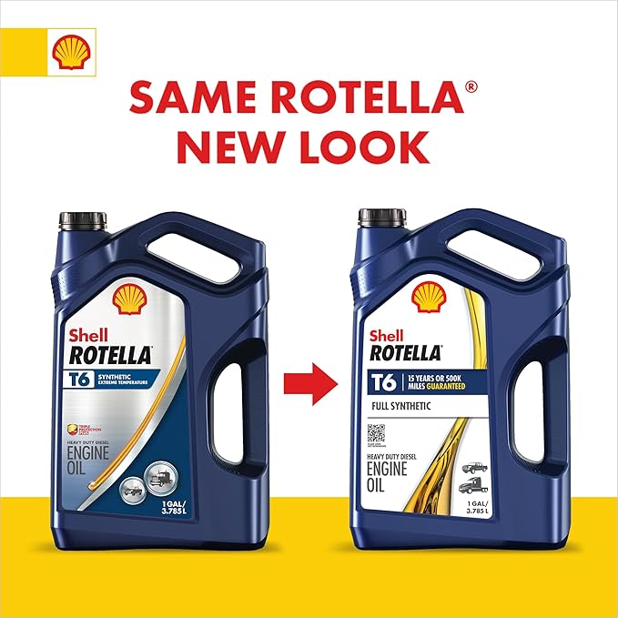 Shell Rotella T6 Full Synthetic 5W-40 Motor Oil, 1 Quart (6 Pack)