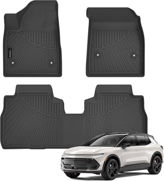 AUXKO All Weather Floor Mats Fits for Chevrolet Equinox EV 2024 2025 2026 TPE Rubber Liner Equinox EV Accessoires Odorless Anti-Slip 2 Row Mat Black