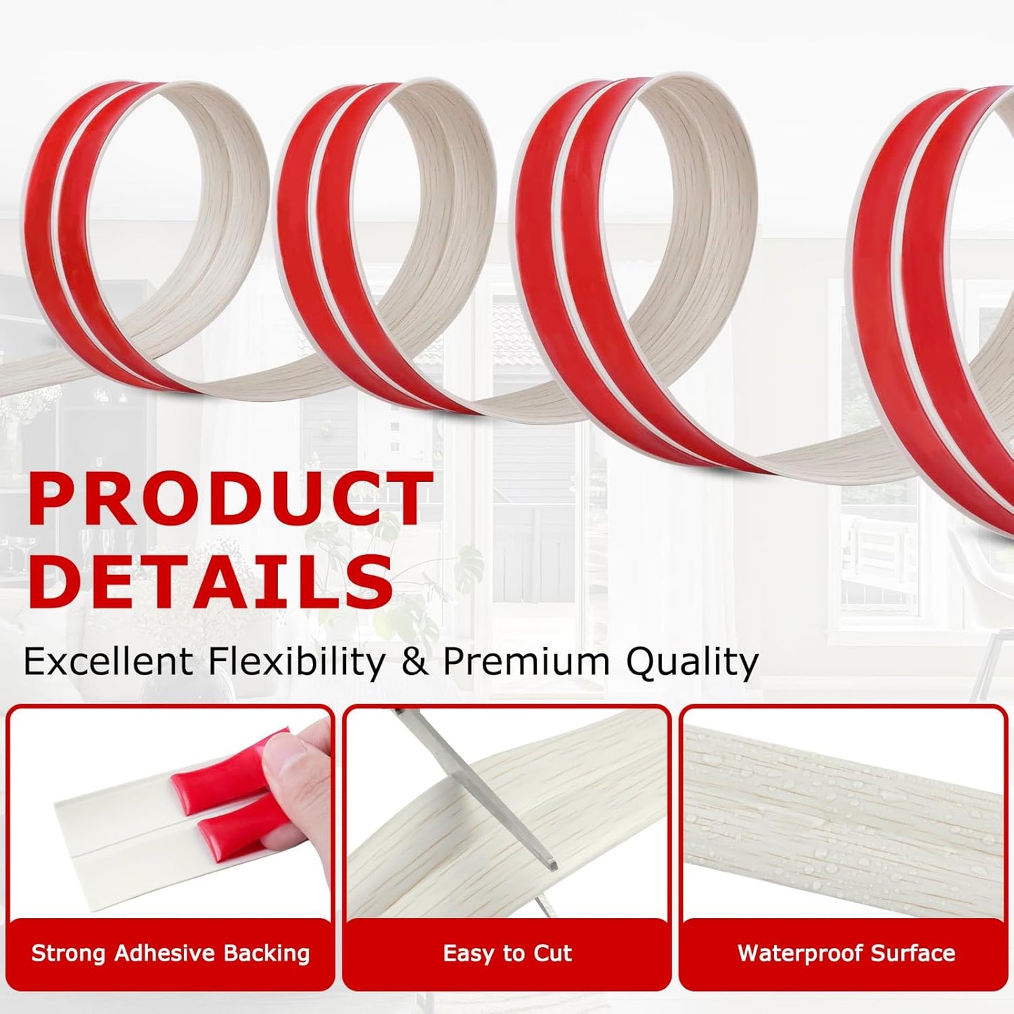 Flexible Wall Corner Protector Moulding Trim Peel and Stick Wall Corner Guards Edge Protector Self Adhesive Molding Trim Strip for Edge Ceiling (Beige Wood Grain, 2.4 in x 20 Ft)