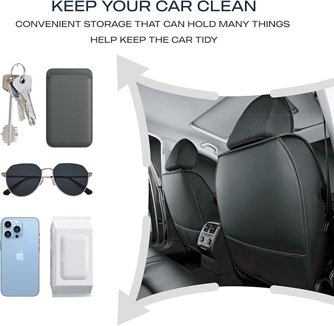 Skechers MAX Cushioning Car Seat Covers,Memory Foam Leather Car Seat Protectors, Airbag Safe Waterproof Sideless Front Seat Covers with Storage Pocket,Universal Fit for Cars Trucks SUV, Gray 2PCS