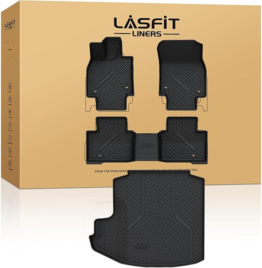 LASFIT Floor Mats & Trunk Mat for Toyota Crown 2023-2026, All Weather TPE Mats Custom Fit Floor Liners for Toyota Crown Accessories 1st & 2nd Row Full Set Car Mats and Cargo Liner, Black