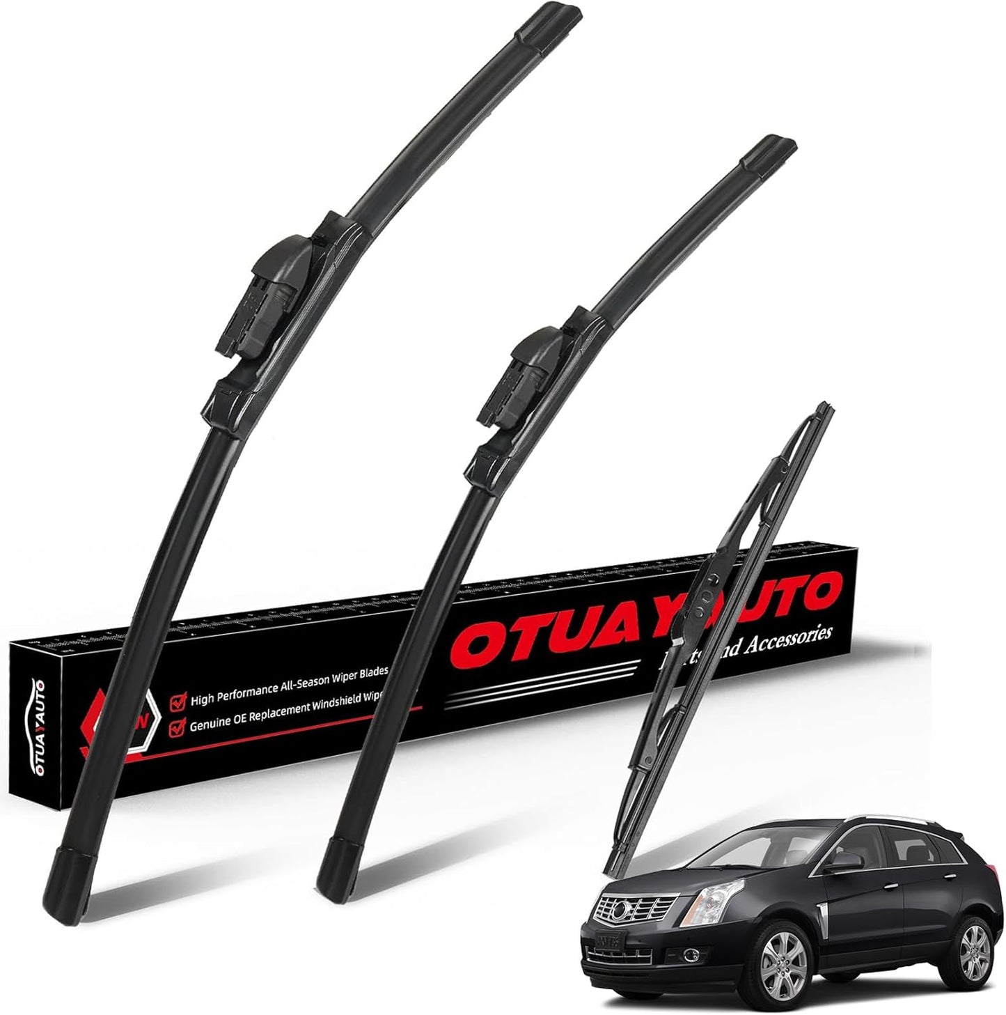 OTUAYAUTO Premium Windshield Wiper Blades - Replacement for Cadillac SRX 2010-2016 - Precision Fit, All-Weather Performance, Front and Rear Wiper Blades, Top Lock - 26"+17"+12" (Pack of 3)