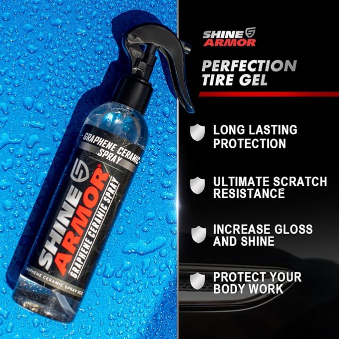 Wash and Shine Premium Car Cleaning Starter Kit - Spray Wash Soap, Tire Shine Gel, and Ceramic Spray