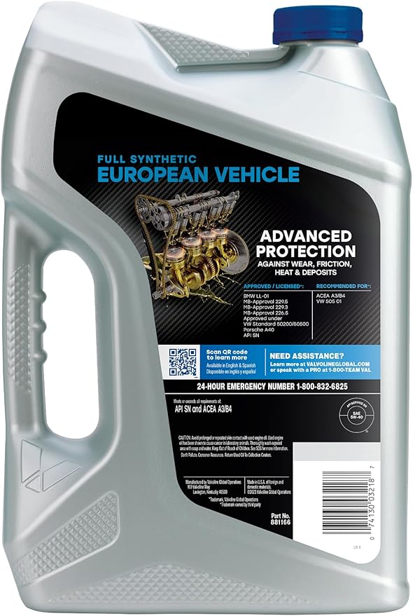 Valvoline European Vehicle Full Synthetic SAE 5W-40 Motor Oil 5 QT, Case of 3