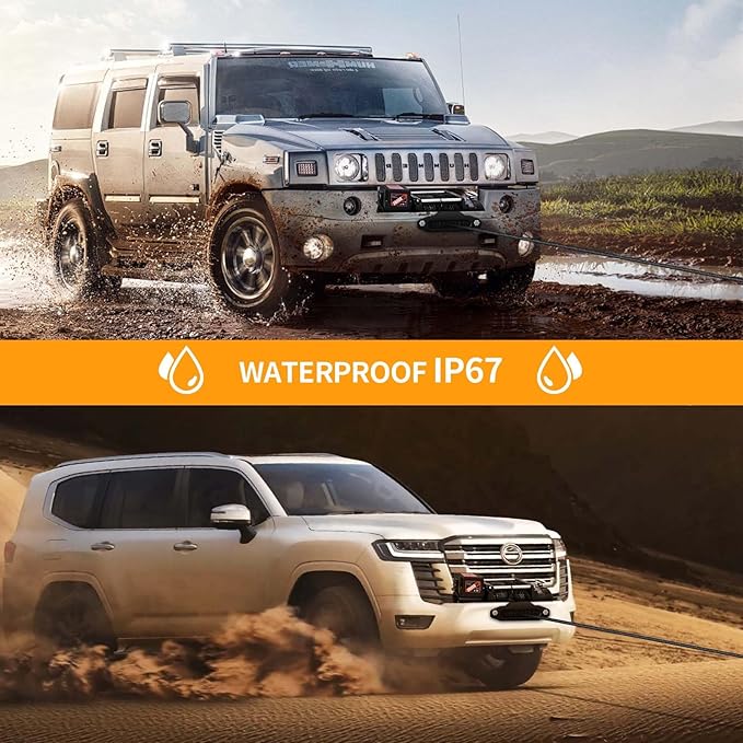 CXRCY 12V Electric Winch,20000LBS Load Capacity Synthetic Rope Towing Winches for Jeep Truck SUV,with Wired Handle and Wireless Remote