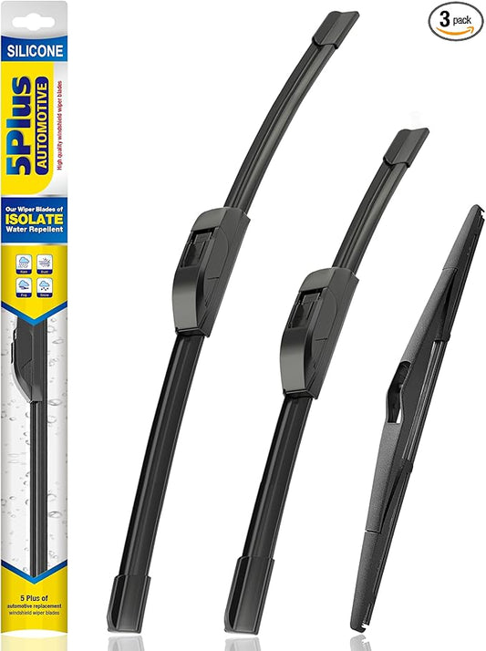 5 PLUS® Windshield Wipers Replacement for HYUNDAI Santa Fe 2018-2013,HYUNDAI Santa Fe Sport 2018-2013,Silicone Water Repellent Wiper Blades-26"/14"/12"(Set of 3), OEM Fit, All-Season