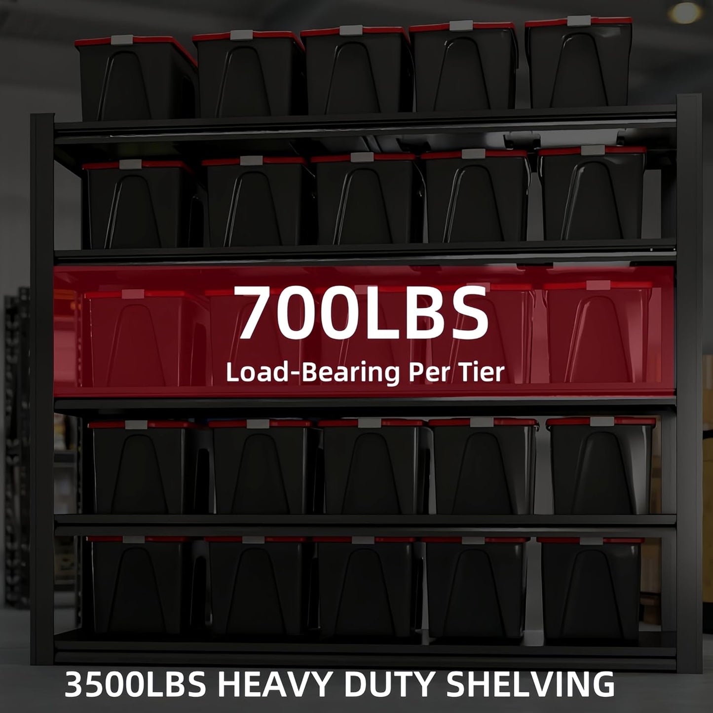 62" W x 24" D x 72" H Garage Shelving Heavy Duty Metal Shelving 3500LBS Storage Shelves Adjustable Metal Shelves for Storage Industrial Garage Shelves for Warehouse Basement (5T 72*62*24)