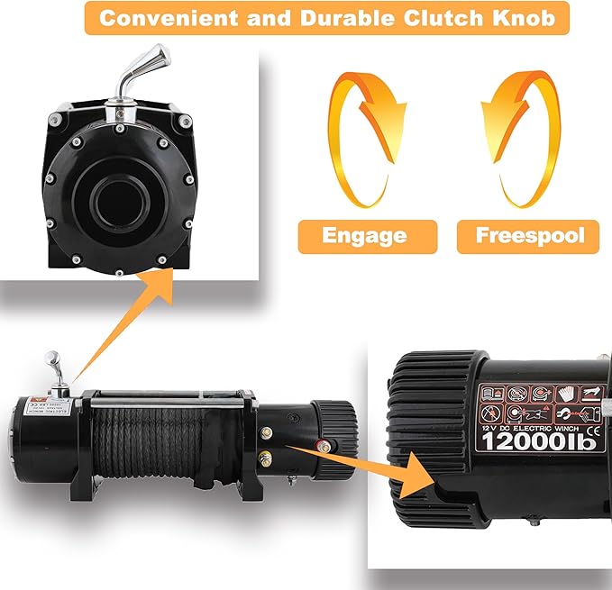 12000LBS Winch 12V Electric Winch Kit,Synthetic Rope Electric Winch for Jeep Truck SUV ATV UTV Off Road Trailer,with Wireless Remote for Trucks