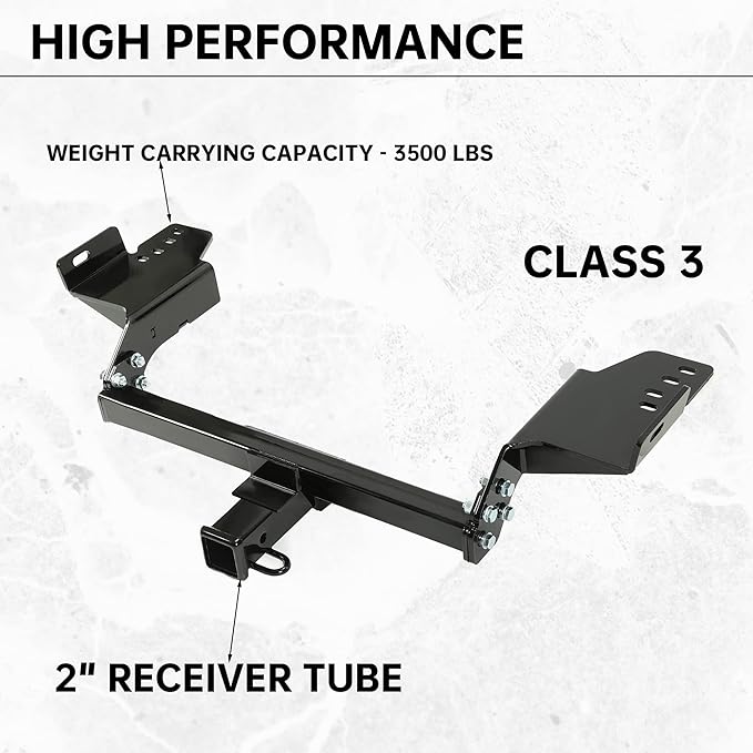 ECOTRIC Class 3 Trailer Hitch Receiver Towing 2" Compatible with 2013-2019 Ford Escape SEL SE S Titanium Models Replace for 13186 Steel Powder Coated Black