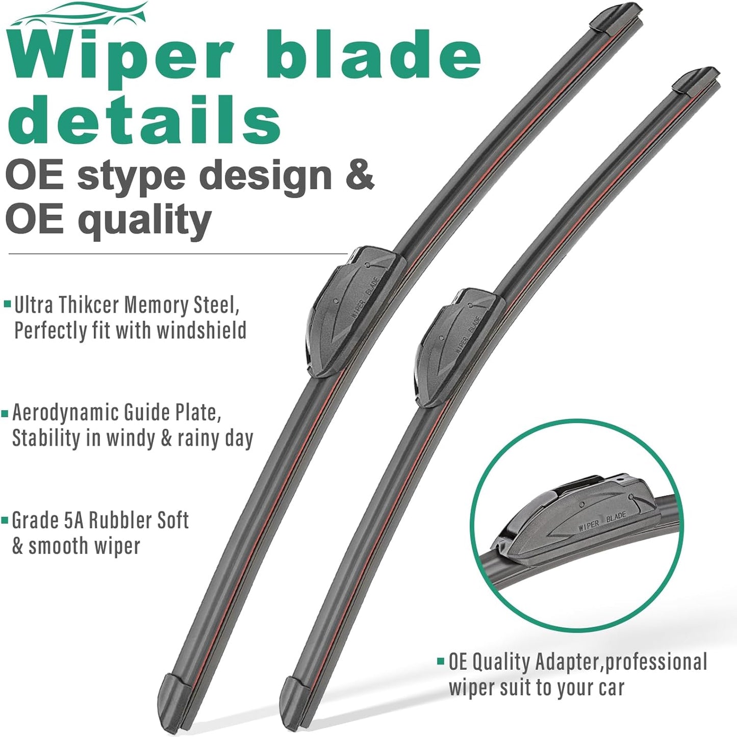 26" 16" 12" Windshield Wiper Blades Replacement for Hyundai Tucson 2010 2011 2012 2013 2014 2015 Premium All Weather Front Rear Wipers Set - OEM Quality (Pack of 3)