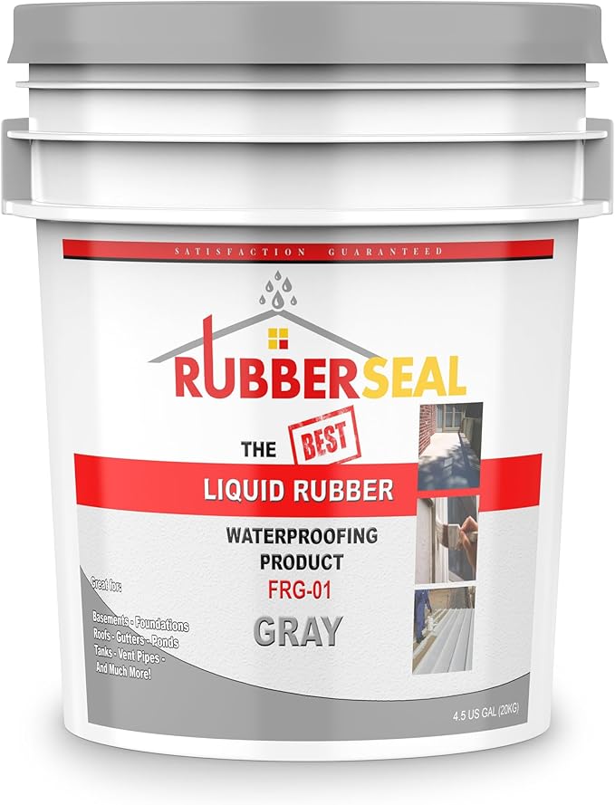 Liquid Rubber Waterproofing and Protective Coating, Rubberseal - 4.5 Gallons, Gray