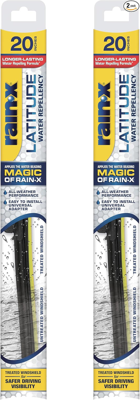 Rain-X 810166 Latitude 2-In-1 Water Repellent Wiper Blades, 20 Inch Windshield Wipers (Pack Of 2), Automotive Replacement Windshield Wiper Blades With Patented Rain-X Water Repellency Formula