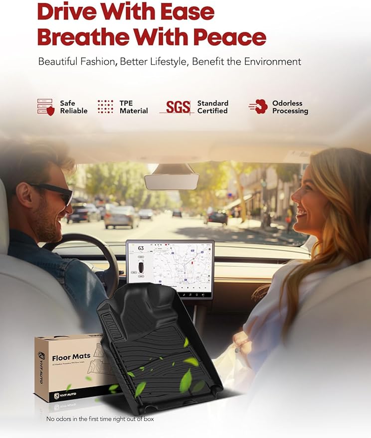 YHTAUTO Floor Mats Fit 2012-2013 Toyota Tundra CrewMax Cab, TPE All Weather Car Mats Waterproof Anti-Slip Odorless Floor Liner, Interior Car Accessories Front & 2nd Row Liner