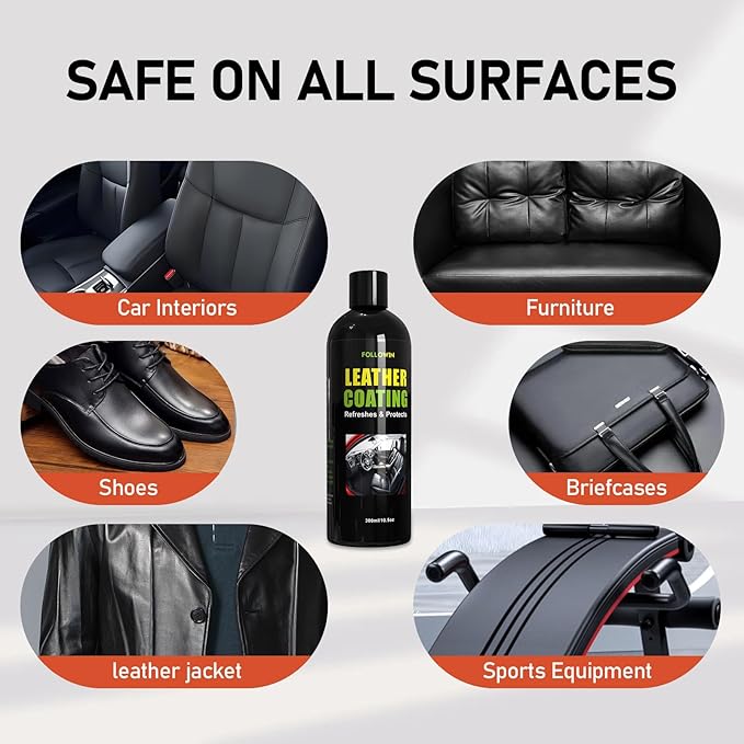FOLLOWIN Ceramic Leather Coating,Leather Conditioner for Car Interiors,Car Seats,Furniture,Coats,Shoes,Couch,UV Protection,Repels Spills & Stains,10.5oz/300ml