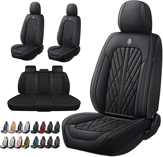 Universal Fit Waterproof Breathable Nappa Leather Automotive Vehicle Car Seat Covers Set Cushion Protector for Sedan SUV