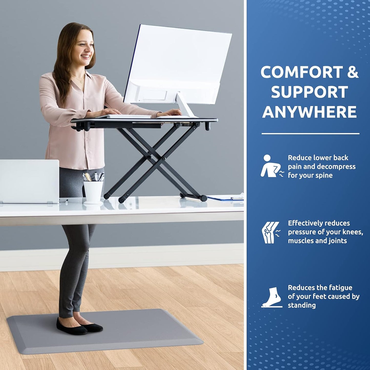 KitchenClouds Kitchen Mat Cushioned Anti Fatigue Rug 17.3"x28" Waterproof Non Slip Standing Desk Mat Comfort Floor Mats for Kitchen House Sink Office (Grey)