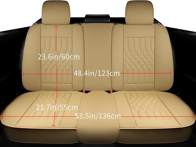 Car Seat Covers 5 Seats Full Set, Waterproof Napa Leather Automotive Seat Protector for Cars SUV Truck Sedan, Universal Anti-Slip Car Seat Cushion Interior Accessories, Beige